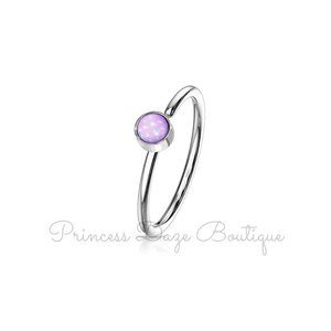 Purple Illuminating Stone Bendable Hoop Nose Septum‎ Ring